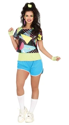 Kostüm 80er Damen 3tlg. Aerobic Gym Puppe Bad Taste Motto Karneval Fasching - Bild 1 von 4