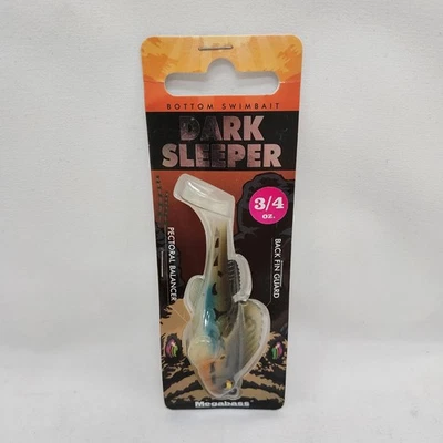 Megabass Dark Sleeper 3.8" 3/4oz cola de remo sin enganches bajo swimbait color neblina Foto 1 de 4