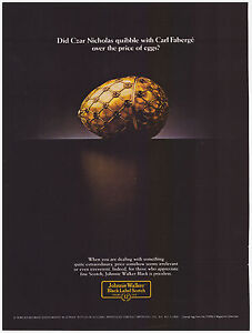 VINTAGE PRINT ADVERTISEMENT 1984 Johnnie Walker Black Label Scotch Faberge Egg