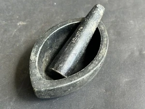 19c Old Vintage Primitive Kasauti Black Stone Mortar Pestle Rare Decorative - Picture 1 of 12