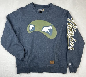 ROCKSMITH Ninjas Sweatshirt Gray Adult Medium Crewneck 90s Graphic Print Pockets - Picture 1 of 24
