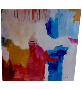 Farida Zaman Giclee Colorful Paint Stretched Canvas Wall Art Large 30x30 - Picture 1 of 2