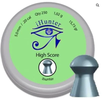 20 cal./ 5mm iHunter High Score air gun pellets (ct250) 1.02g, 15.73 gr,