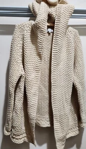 PINK DIAMOND Knit HOODIE Beige JACKET Size S/M Acrylic/WOOL Ex Cond - Picture 1 of 4