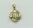 0.45 Ct Round & Baguette Cut Diamond Cluster Pendant In 14K Yellow Gold Finish