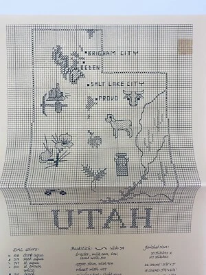 Sue Hillis Designs Map of UTAH Counted Cross Stitch Pattern SHD Map - Image 1 of 2