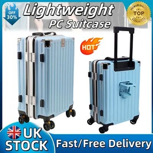 Hand Luggage Cabin Approved Suitcase ABS Carry-On Travel Suitcase 4 Wheels USB - Picture 1 of 12