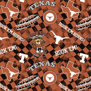 University of Texas Cotton Fabric-Texas Longhorns Check Allover-1370 - Picture 1 of 1