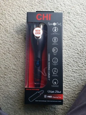 CHI Spin N Curl NEW Look Matte Black 1" Iron Ceramic Rotating Hair Curler. - Image 1 of 4