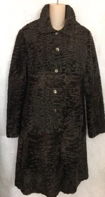 j. Mendel Fur Coat Brown Reversible Broadtail/Shearling Button Down Sz 6 - Image 1 of 4