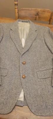 Vintage Stanley Blacker Harris Tweed Blazer Wool Men’s Gray White 40 USA - Image 1 of 4