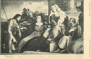 Postal Santa Conversación Religiosa Jacopo Palma Vecchio Indivisa Sin Publicar - Imagen 1 de 2