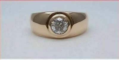 14K Rose Gold FN 2CT Round Cut Lab-Created Diamond Man's Engagement Wedding Ring - Image 1 of 4
