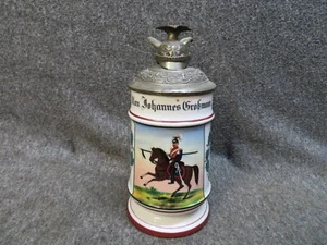WWI IMPERIAL GERMAN ARMY COMMEMORATIVE BEER STEIN-6TH UHLANS-1892-NAMED - Picture 1 of 19