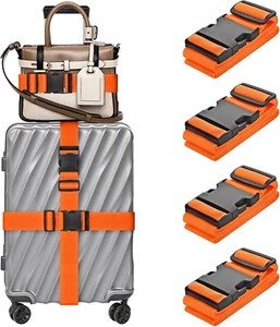 4 Pack Luggage Straps for Suitcases TSA Approved, Travel Belt, Suitcase Strap, b - Picture 1 of 12