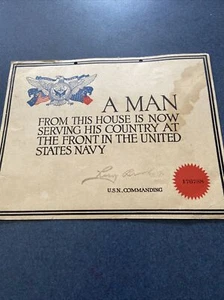 WW1 United States Navy A Man From This House Is Serving At The Front Paper - Picture 1 of 2