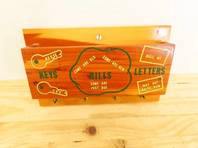 Винтажный держатель для писем с крючками для ключей деревянная настенная вешалка почтовый держатель счета некоторые прошлые D - Изображение 1 из 4