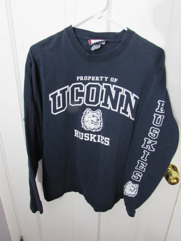 Vtg University of Connecticut UCONN Huskies Graphic Long Sleeve Shirt size L Cover