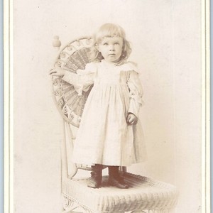 c1880s Montclair NJ Adorable Little Girl Cute Baby Cabinet Card Photo Thomas B18