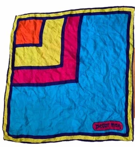 Vintage Peter Max Seidentuch 70er Jahre 20X20 Psychedelic Mod Hippie - Bild 1 von 12