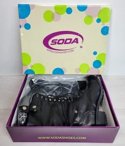 Soda Oralee Black Fold-over Combat Boots Womens Size 9M - Picture 1 of 7