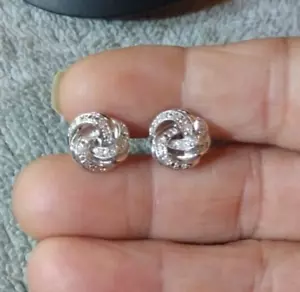 Vintage Sterling Silver & Clear Stones? Stud Earrings - Picture 1 of 3