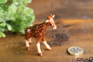 Ceramic Mini Giraffe Brown Animal Figure Doll Ornaments Collectable Pottery Gift - Picture 1 of 6