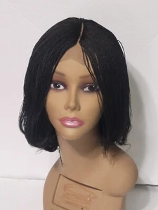 Handmade Twisted Braided Wig Color Black 1B Middle Part - Picture 1 of 4