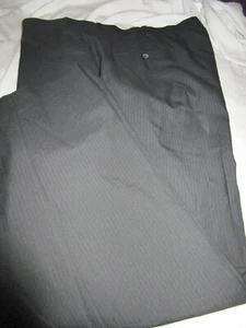 NEW HAGGAR FLAT FRONT BLACK ON BLACK STRIPE DRESS PANTS  44X30 - Picture 1 of 2