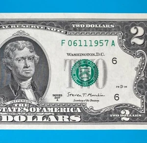 June 11, 1957 / 6 November 1957 (F 06111957 A) BIRTHDAY $2 Two Dollar Bill *UNC* - Picture 1 of 4