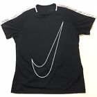 NIKE Shirt Men 2XL Black Dri Fit Short Sleeve Large Swoosh Logo Performance Knit