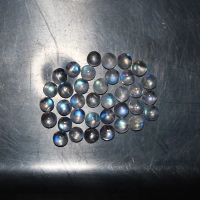 Rainbow Moonstone 3mm Round Cabochon Loose Gemstone(s) - Image 1 of 2