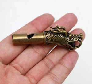 Collection archaize brass dragon head whistle key ring - Picture 1 of 6