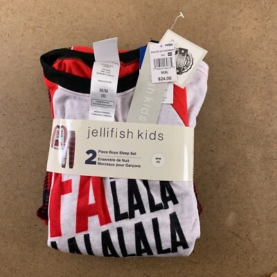 Juego de pijama de 2 piezas de vellón rojo de vacaciones talla mediana (8) Jellifish para niños nuevos con etiquetas Foto 1 de 4