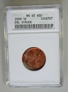 2000 1C Double Struck Error Cent Penny ANACS MS 65 RED - Picture 1 of 2