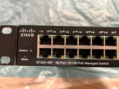 Cisco SF300-48P 48-Port 10/100 PoE Managed Network Switch - Image 1 of 4
