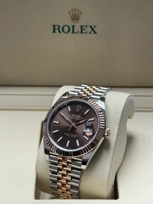 Rolex Datejust 41 mm Oro Rosa JUEGO COMPLETO CAJA PAPELES Acanalado Jubileo Chocolate 126331 Foto 1 de 4