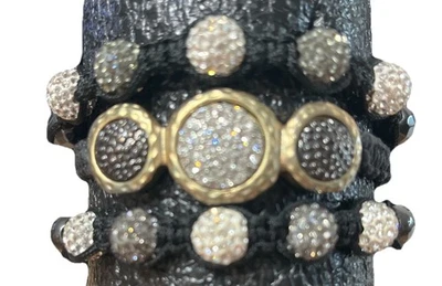 Whimsy Goth -Pulseras Macramé 3 piezas Negro Hematita Pavé Cristal Ajustable - Usadas en Excelente Condición Foto 1 de 4