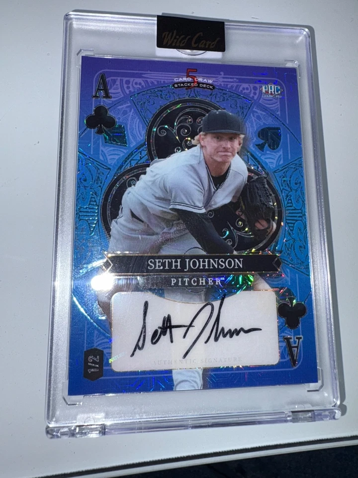 2024 Wild Card 5 Card Draw Blue 1/2 Seth Johnson AUTOGRAPH - Image 1 of 1