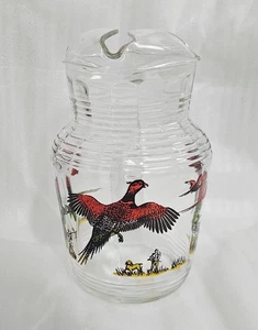 Hazel Atlas Glass Pitcher with Ice Lip Pheasant Water Lemonade - Picture 1 of 8