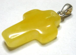 NATURAL BALTIC AMBER PENDANT CROSS Egg Yolk - Picture 1 of 16