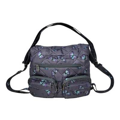 Lug Zipliner 2 Convertible Hobo Bag 3 in 1 Backpack Crossbody Butterfly Grey - Image 1 of 4