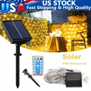 Solar Net Lights 200 LED 9.8Ftx6.6Ft Outdoor Net Mesh Lights 8 Modes Patio Decor - Picture 1 of 13