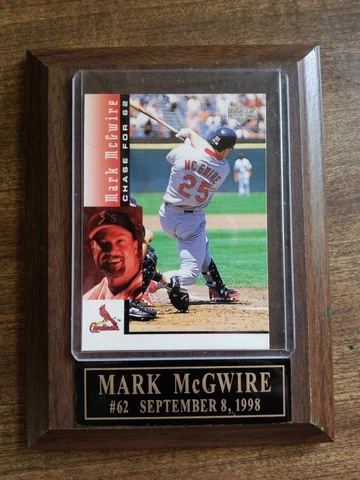 Mark McGwire #62 Record Breaker Home Run 9/8/1998 Wood Plaque Cover