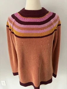 Lands' End M 10/12 Joch Baumwolle Drifter Shaker doppelter Rundhalsausschnitt Pullover Streifen - Bild 1 von 15