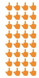 Middle Finger Stickers Sticker Light Orange 1" DC14-020 - Picture 1 of 1