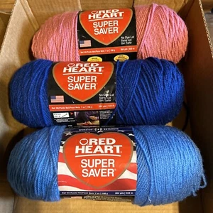 (3) Skeins Red Heart Acrylic Super Saver Yarn - (4) Medium - Picture 1 of 6