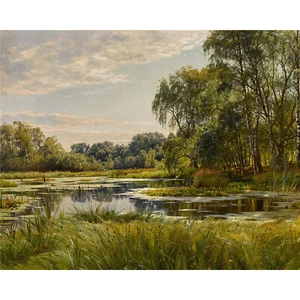 Antique 1800s Landscape Painting Giclee Print on Fine Art Paper - Picture 1 of 4