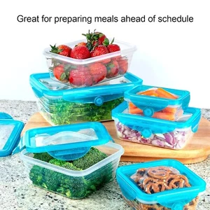 Microwave Safe Fridge Storage Set Airtight Silicone Lid Containers - Picture 1 of 8