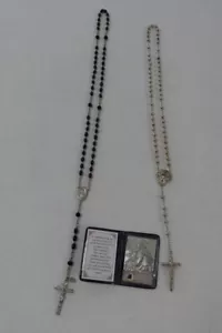 3 PC LOT Rosary Cross Set: 2-Rosaries Crosses + 1 St. Anthony Metal Relic Book - Picture 1 of 8